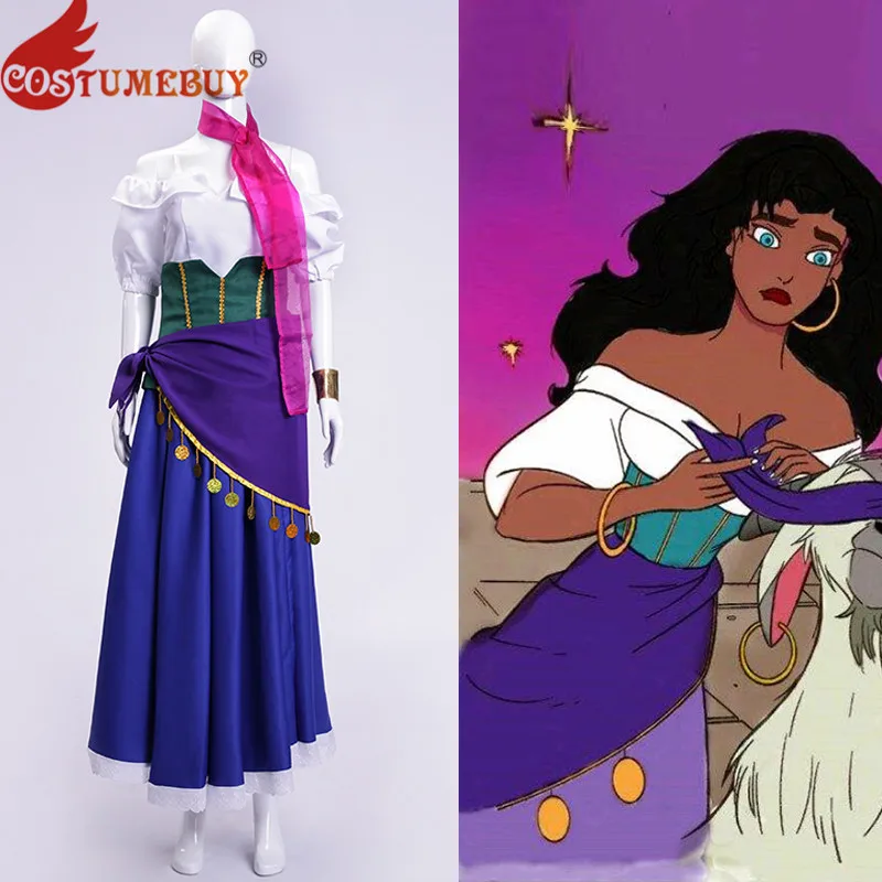 

CostumeBuy The Hunchback of Notre Dame Esmeralda Princess Cosplay Dress Adult Princess Halloween Costume L920