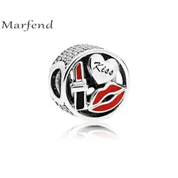Marfend 100% Серебро 925 бренд очаровательный поцелуй ясно CZ Шарм Подходит оригинальный браслет DIY талисманы бусины для леди ювелирные украшения
