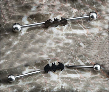 

30 PCS Batman Design Ear Piercing Studs Steel Body Jewelry Industrial Barbell Ring Jewelry