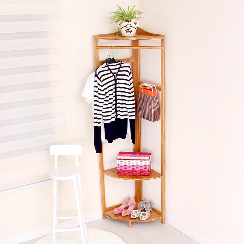  Corner corner frame wood coat rack hanger floor corner bedroom creative simple clothes rack hangers - 32546401039