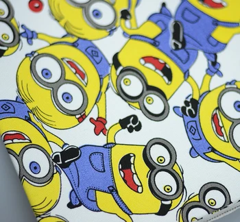 

Cartoon Minions Cotton fabric 90*145cm Lovely microfiber fabric patchwork printed upholstery fabric for Tissue Kids Bedding