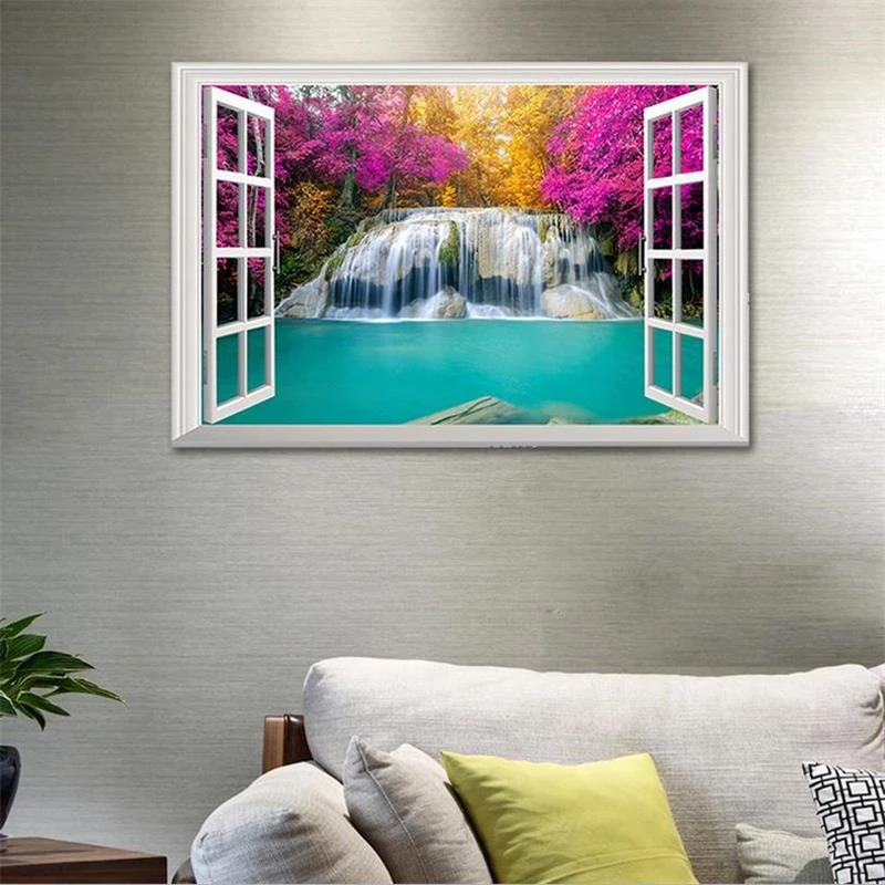 Laptop Stickers Waterfall River Lake Nature Smashed Decal 3D Art Hole Room S497
