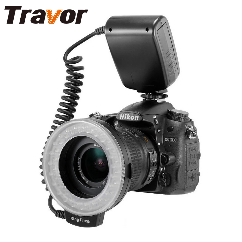 Светодиодная Кольцевая вспышка Travor для макросъемки с 8 переходными кольцами