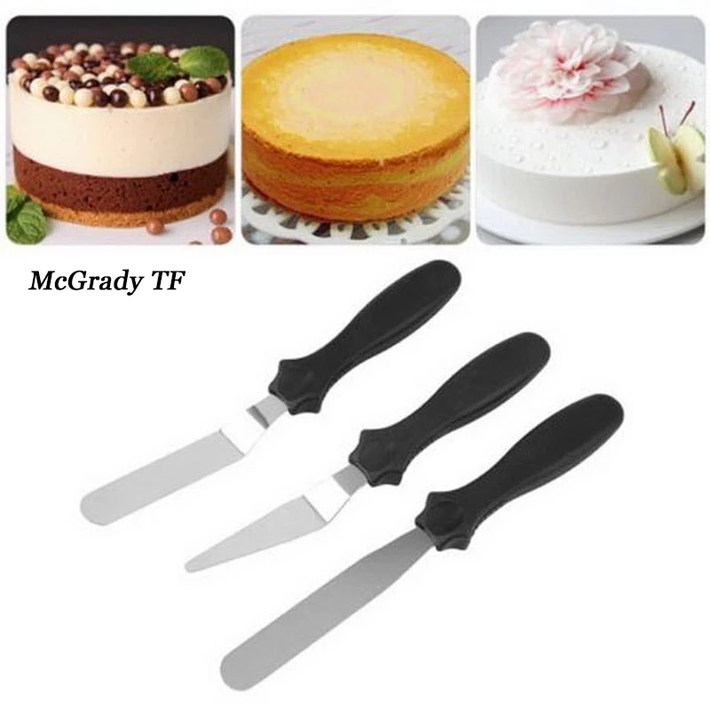 

3pcs/set Spatula Cake Icing Spatula Smooth Filling Tool Blade Angled Espatula Decoracao Do Bolo Cutter Set Baking Pastry Tools