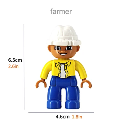 Строительные блоки большого размера персонаж семейный рабочий полицейский фигурки совместим с Duplo кирпичи образовательные игрушки для детей - Цвет: farmer