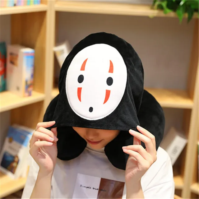 Kawaii Spirited Away No Face Neck Pillow & Hat Plush 5