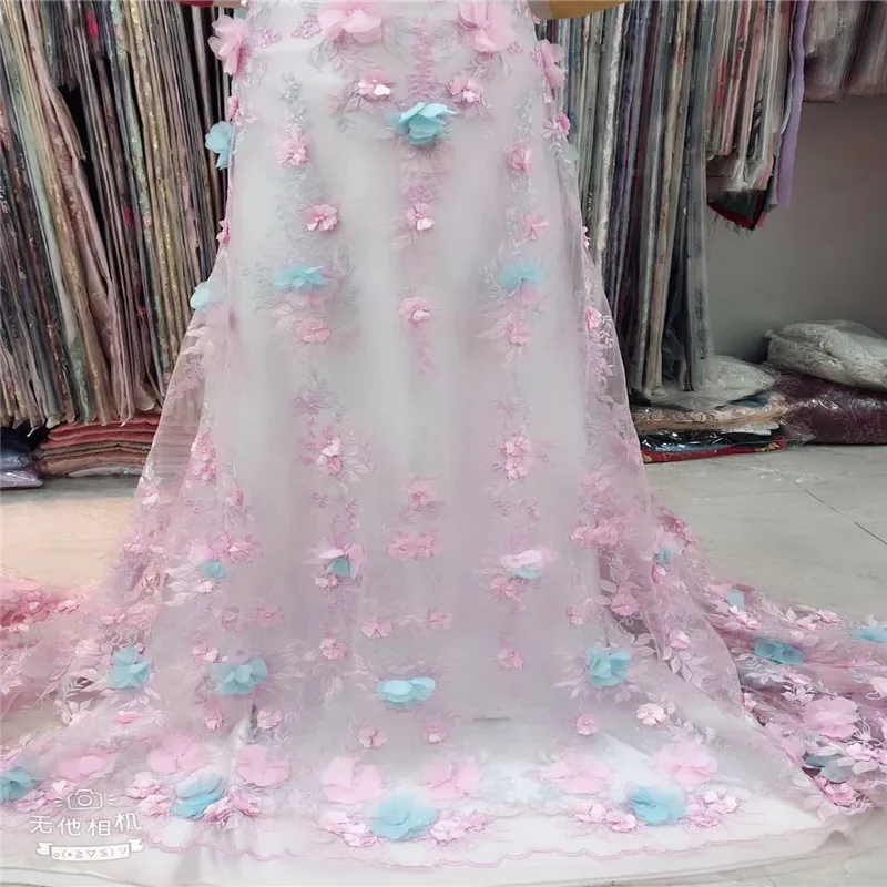 

Nigerian Lace Fabrics For Wedding 2019, African French Lace Fabric High Quality 3D Lace, Pink Lace Applique HJ1569-1