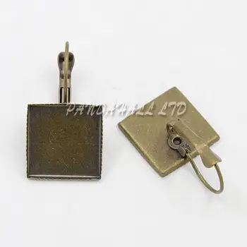 

100pcs Brass Hoop Earrings Antique Bronze 28x16mm Inner: 15x15mm