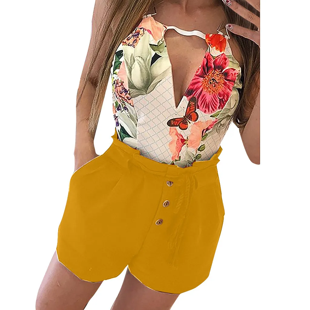 

Women Solid Color Casual Elastic Waist Short Pants Trendy Drawstring Short women's shorts women's shorts spodenki damskie