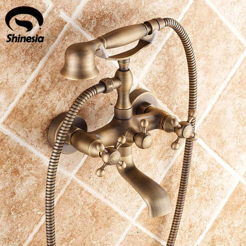 antique brass wall mount telephone euro bath tub faucet mixer tap w