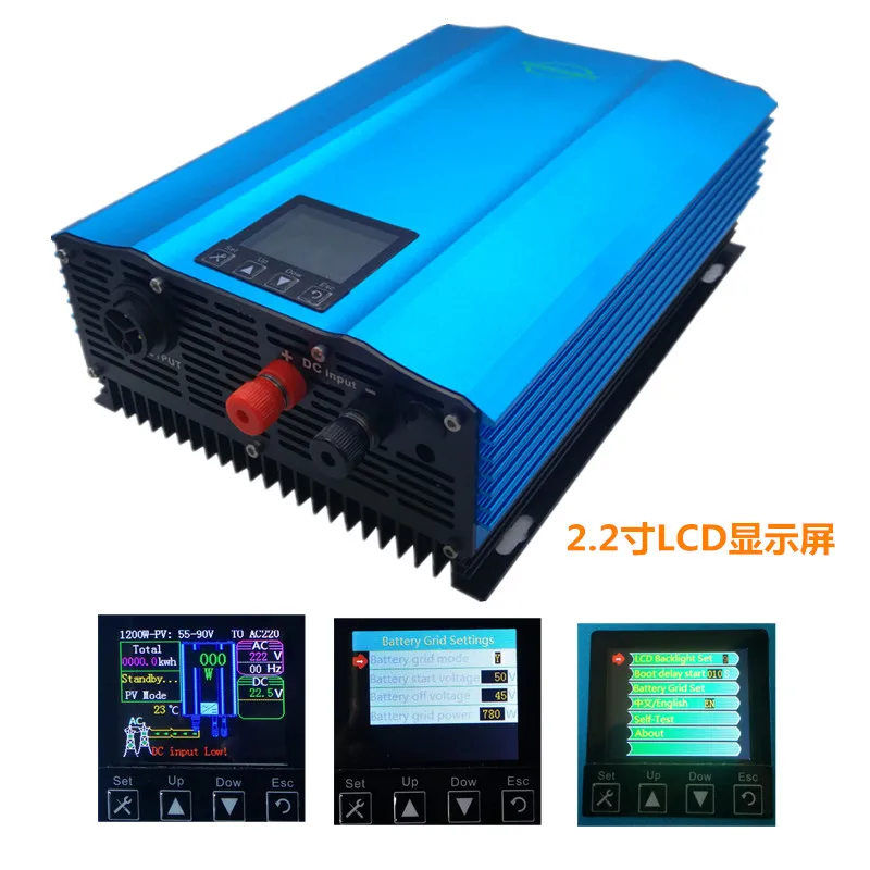 Alta Efficienza 1000W Micro Grid Tie Inverter Lcd Regolatore Batteria Scarica Onda Sinusoidale Pura Sistema Solare Domestico Inverter 1200W