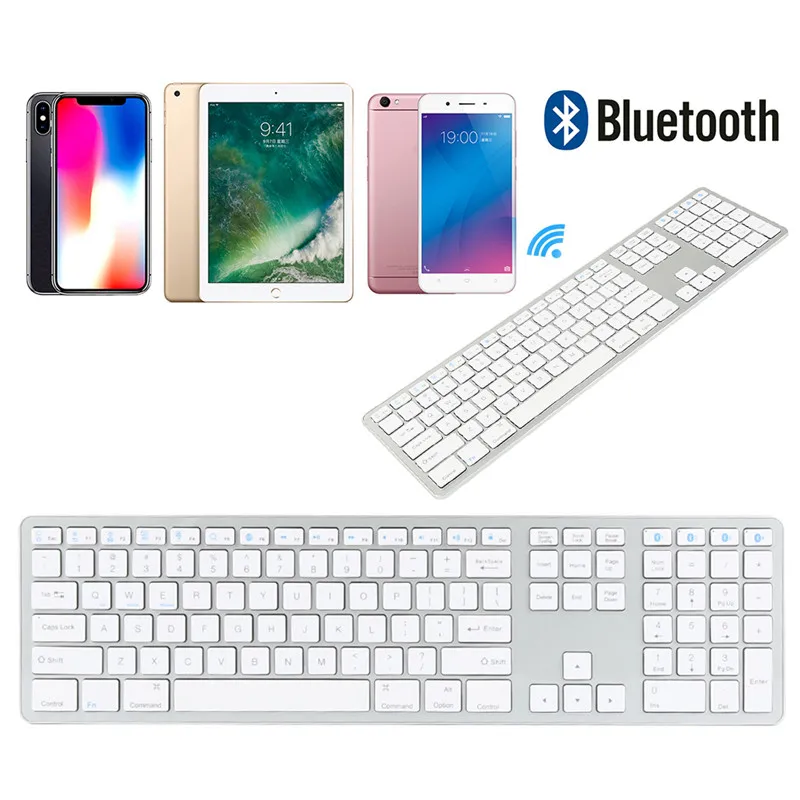 

Bluetooth Wireless Keyboard Ultra Slim 104 Keys for iOS iPad mechanical Keyboard Android Windows Gaming Home Office JSX