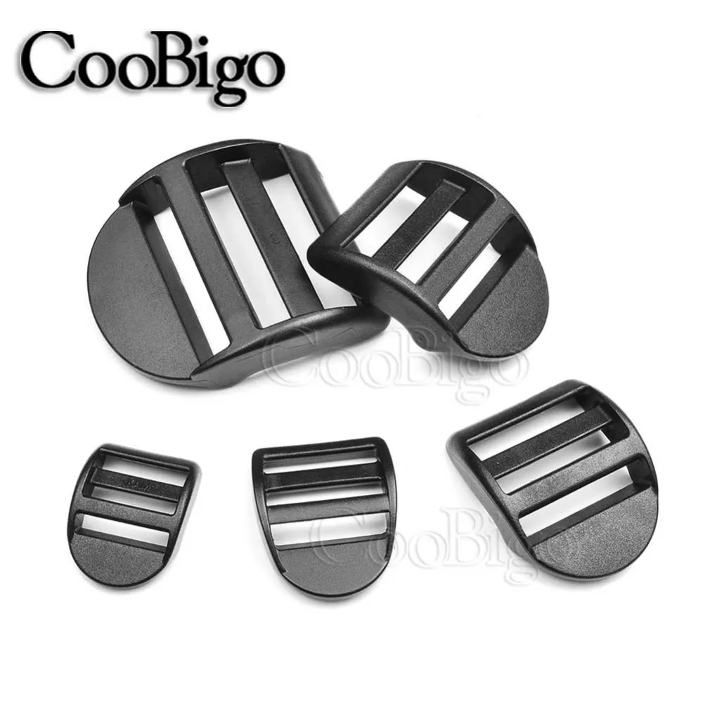 Ladder Lock Slider Plastic Black Buckles Backpack Straps Webbing 15mm-50mm