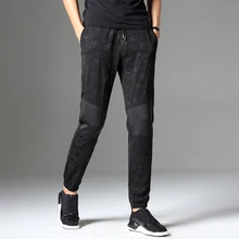 Новинка, мужские повседневные брюки, облегающие брюки в стиле хип-хоп для мужчин, бегунов, с принтом, неясные хлопчатобумажные спортивные брюки, эластичные мужские брюки с манжетами