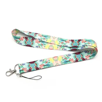 

30pcs/lot Illustration Lanyard For Keychain ID Card Pass Phone Rope Badge Holder Ribbon Flamingo Lanyards Key Holder SC4644