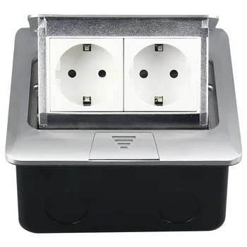 

16A 250V Aluminum Panel EU Standard Pop Up Floor Socket 2 Way Electrical Outlet Modular Combination Customized Available