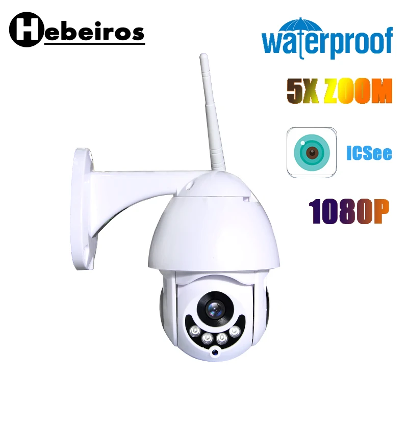 Hebeiros HD 1080P WiFi ip-камера для улицы, скоростная купольная CCTV камера безопасности, приложение ICSee, сеть видеонаблюдения, 5X оптический зум