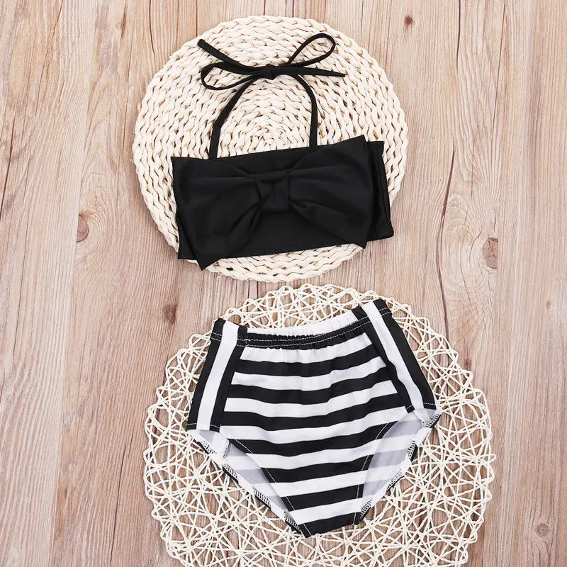 

Kids Baby Girl Children Bow Stipred Swimwear Bikini 2PCS Set Swimsuit Bathing Suit 2-7T