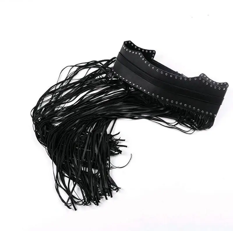 

Women Girdle Long Tassel Imitation Leather Belt Personalized Clothing Performance Fringed Skirt Waist Accessories Waistband