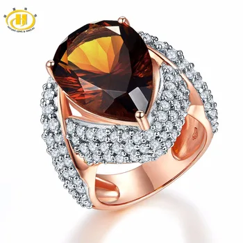 

Hutang Engagement Ring 9.43ct Natural Gemstone Smoky Quartz Solid 925 Sterling Silver Rose Gold Fine Fashion Jewelry For Women