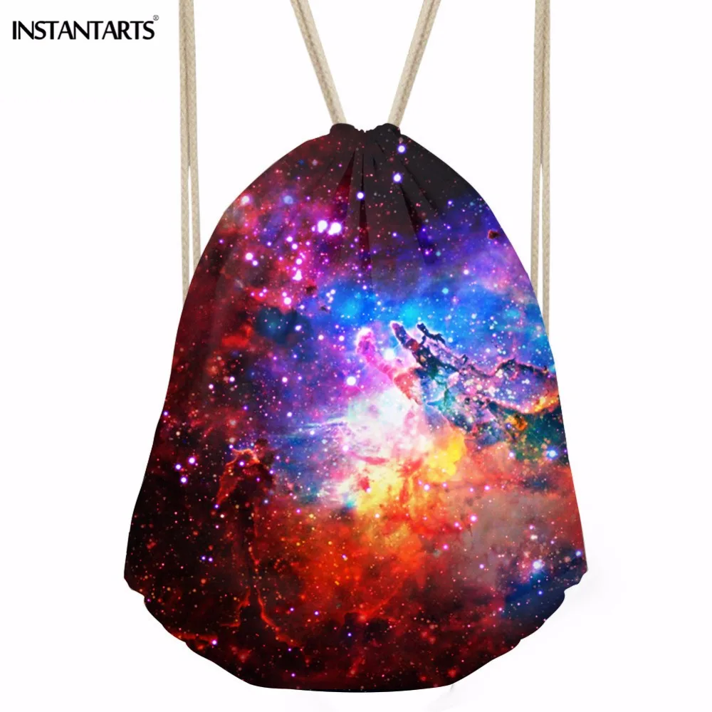 

INSTANTARTS 3D Galaxy Star Print Men's Casual Drawstring Bag Universe Ball Softback Backpack Shoes String Casual Bag Gym Sack