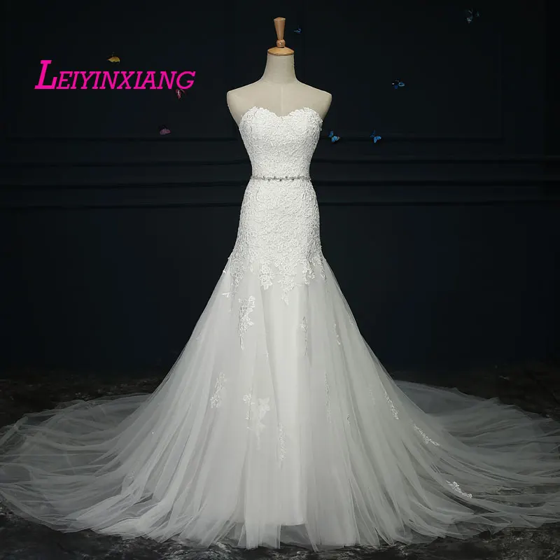 

New Arrival Wedding Dresses 2017 Vestido De Noiva Elegant Beading Modern Sexy Mermaid Sleeveless Appliques Lace Robe de Mariee