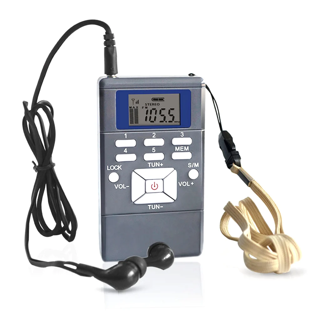 

Portable FM Radio Receiver Mini Digital Pocket Radio Station for Large Meeting Simultaneous Interpretation with Earphone