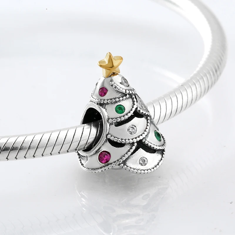 Модный серебряные бусины 925 пробы, браслет Pandora, ожерелье, ювелирные изделия, праздничные подвески для рождественской ёлки, ювелирные изделия diy