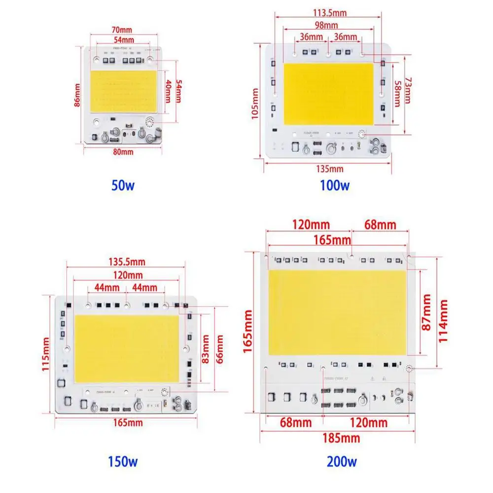 5 шт./лот светодиодный чип COB AC110V/220 В вход с умным IC 50 Вт 100 150 200 подходит для DIY