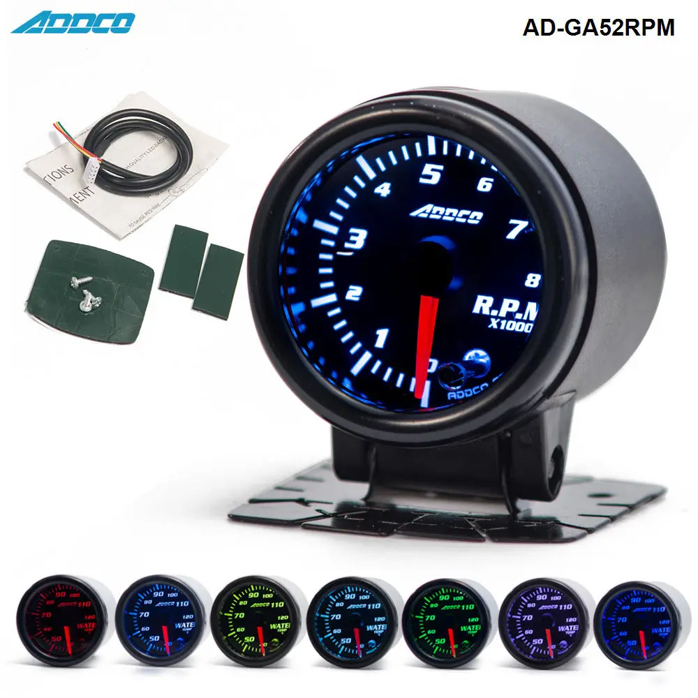 JDM Black Face Non Smoke Tachometer Car Gauge Meter RPM White or Blue LED 60mm
