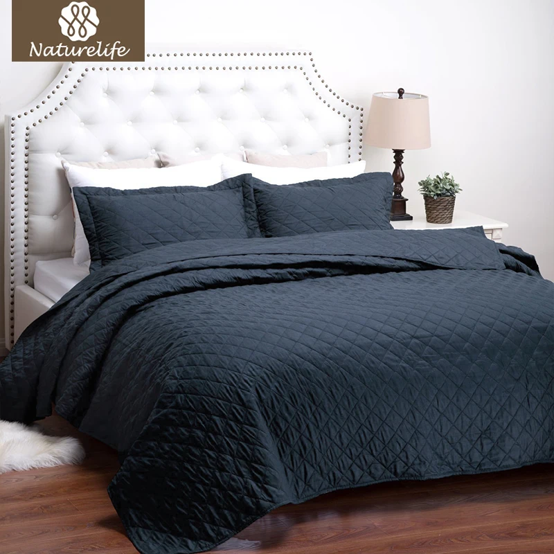 

Naturelife Quilt Set Diamond Pattern Bedspread Bed Cover Quilted Bedding Set Duvet Cover Pillowcase Quilts Warm Coverlet Set