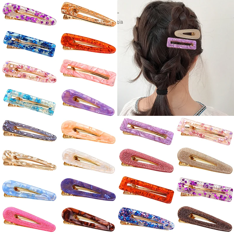 

Hollow Shiny Waterdrop Vintage Tin Foil Barrette Hairpin Acrylic Sequins Hairgrips Geometric Fashion Hair Accessories Hair Clips