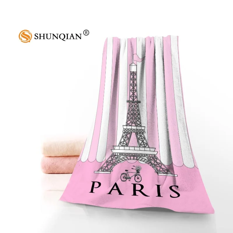 

Eiffel Tower and the girl Microfiber Fabric Modern Face Towel/Bath Towel Size 35x75cm, 70x140cm Support Custom Design