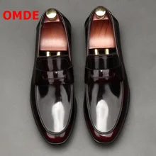 OMDE New Fashion Patent Leather Men Loafers British Style Round Toe Slip On Mens Shoes Casual Flats Luxury Men's Prom Shoes цена OMDE New Fashion Patent Leather Men Loafers British Style Round Toe Slip On Mens Shoes Casual Flats Luxury Men's Prom Shoes цены онлайн