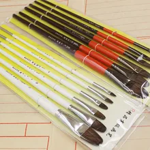 6 шт./компл., красный белый два цвета ручной работы Специальная кисть для масляной живописи чистая Большая кисть для применения студентами обучение акриловая кисть искусство