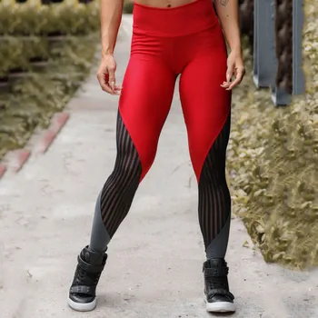 

NORMOV Fashion Womens Fitness Leggings High Waist Patchwork Breathable Skinny Elastic Workout Leggings Casual Polyester Leggings