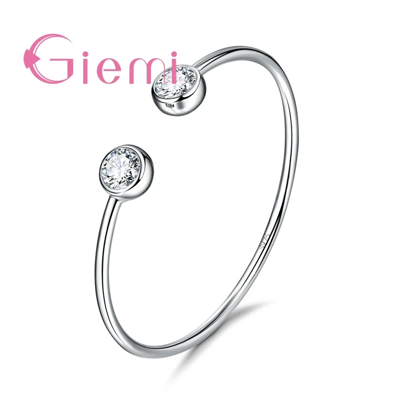 

100% Silver Bracelet Bangles For Women Pave Shiny AAA Zircon Crystal Simple Elegant Wedding Anniversary Accessories