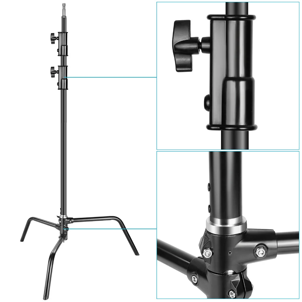  Neewer Photo Studio Heavy Duty 10 feet Adjustable C-Stand 3.5 feetHolding Arm 2 Pieces Grip Head fo