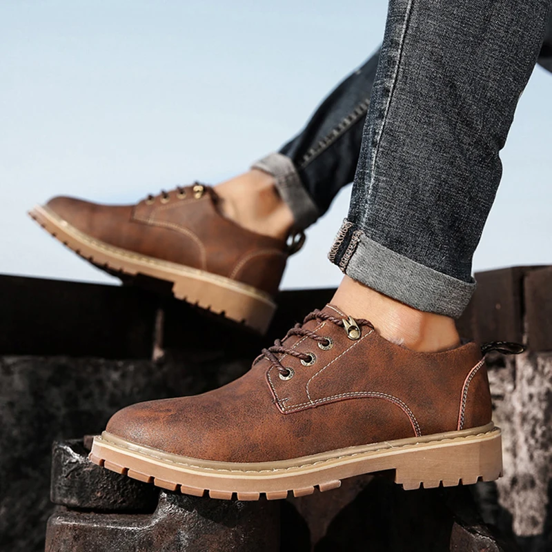 

2018 Men Warm Snow Boots With Fur Winter Leather Ankle Boots Men Fashion Leisure Footwear Comfortable Men's Outdoor Work Boots