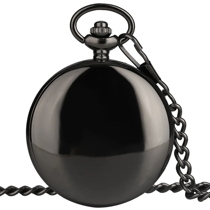 I WISH I COULD TURN BACK TIME Theme Retro Black Smooth Quartz Pocket Watch Engraved LOVE 3