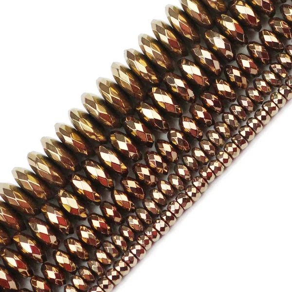 Copper JHNBY плоские круглые граненые гематитовый шар 3/4/6/8/10 мм Натуральный Камень руды золотой 7 видов цветов свободные бусины для изготовления ювелирных изделий Браслеты рукоделие своими руками - Цвет: Copper