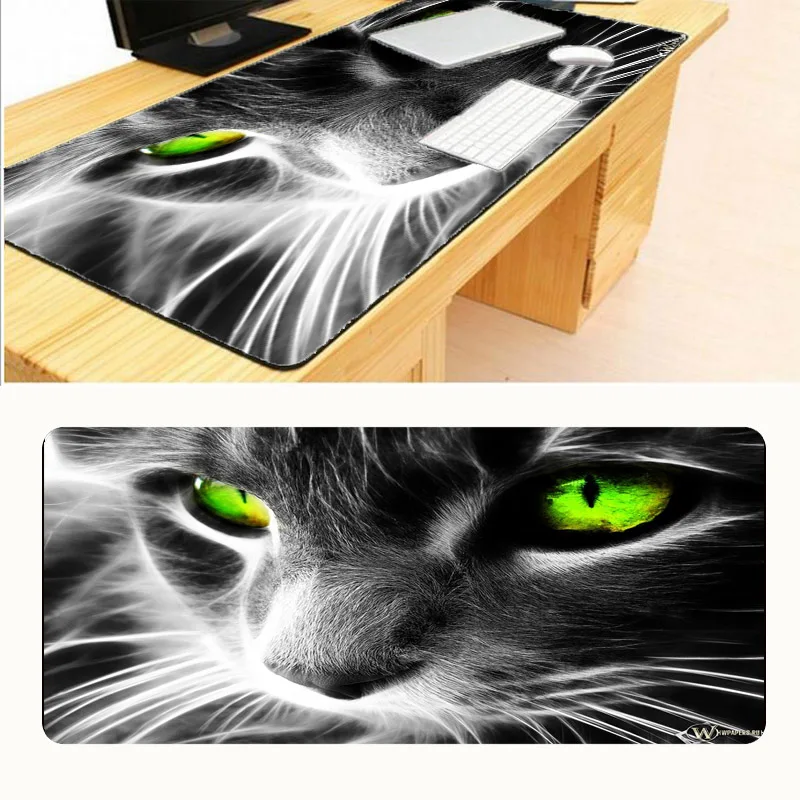 

Mairuige 400*900 Large Size Cute Black Cat Blue Eyes Mousepad Pets Gift Customize Anti Slip Gaming Mouse Pad Fashion Mouse Mat