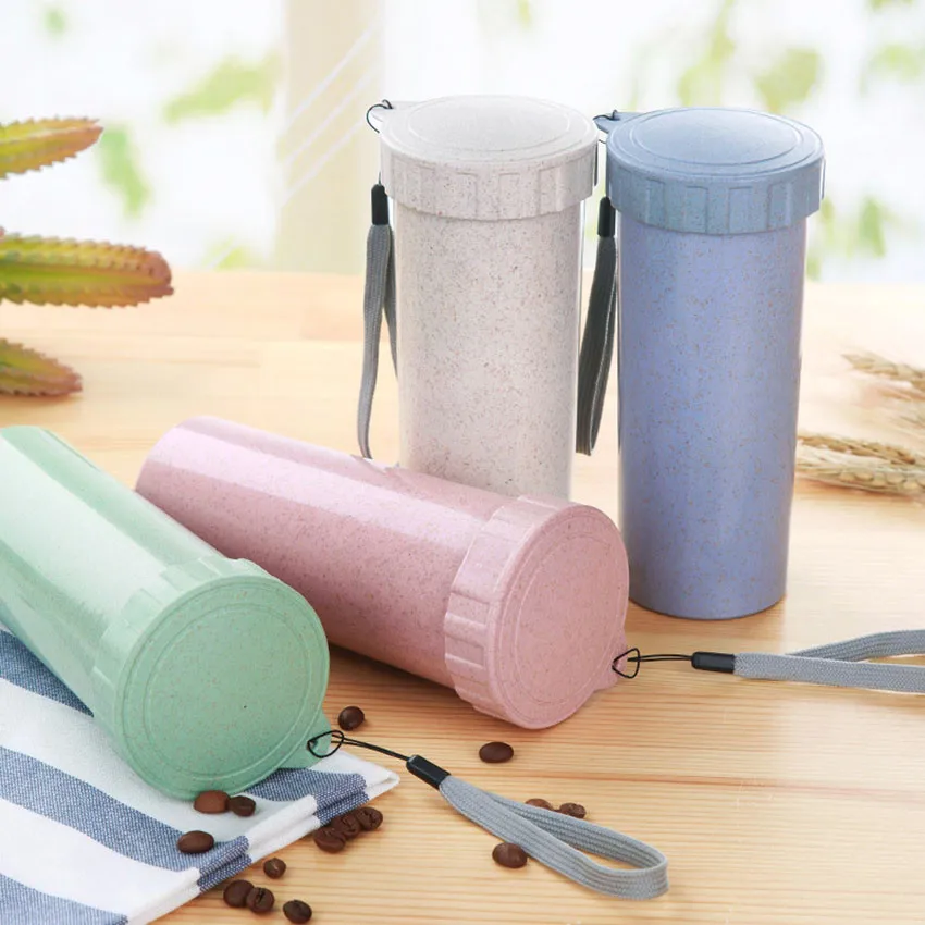 

HOT Mugs 300ML healthy Travel Mug Office Coffee Tea Water Bottle Cups Straw Wheat Plastlc Cup z0521#G30