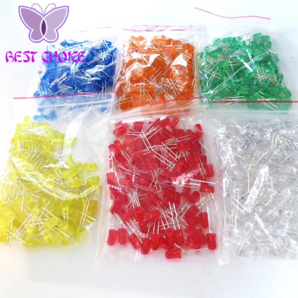 

600pcs/lot 5MM LED diode Light Assorted Kit DIY LEDs Set White Yellow Red Green Blue Orange