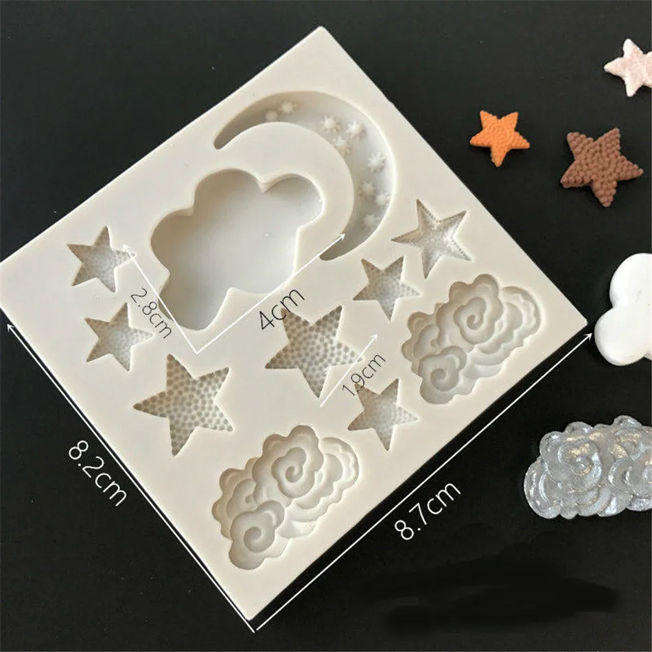 

4YANG Hot Sale Cloud Star Moon Silicone Mold Fondant Mold Cake Decorating Tools Chocolate Gumpaste Mold Pastry Tool