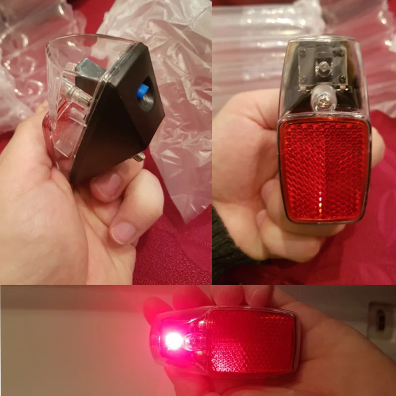 Cheap JS Red LED Bike Rear Light Mount on the Fender with Battery Safety Warning Bicycle Tail light Lamp Bycicle Accessories  MTB 5