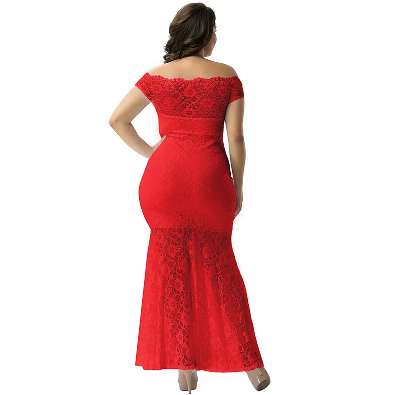 Plus Size White Lace Elegant Party Gown1