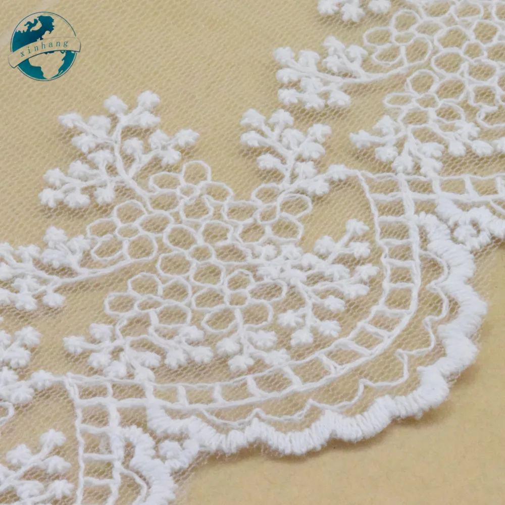 Lace Sewing Accessories 11cm Width Cotton Embroidery Lace Ribbon Guipure African fabric Trim Warp Knitting DIY Garment