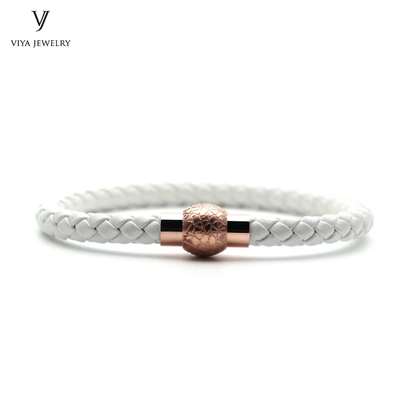 Colorful Braided leather bracelet With Magnet Lock Hardware Magnetic Closure Women Leather Bracelet Best Friendship Gift Has Box(100)