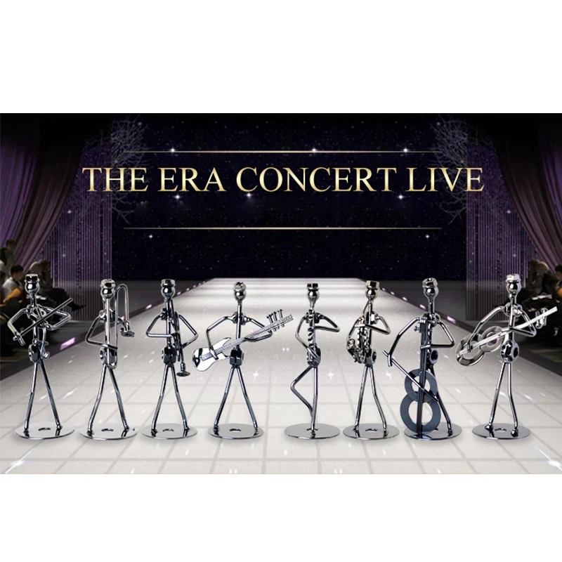 Set of 8pcs Mini Band Sculpture Musical Instrument Figurine Ornament Statuel Music Man Figurines Iron Bass Guitar Music Man Set of 8pcs Mini Band Sculpture Musical Instrument Figurine Ornament Statuel Music Man Figurines Iron Bass Guitar Music Man
